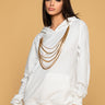 Front View Axel Chain Detail Sweatshirt in White