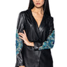 Front View Axelle Embellished Pu Blazer