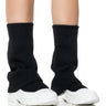 Front View Azalea Fillipa Ribbed Over The Knee Sneaker Boot Black