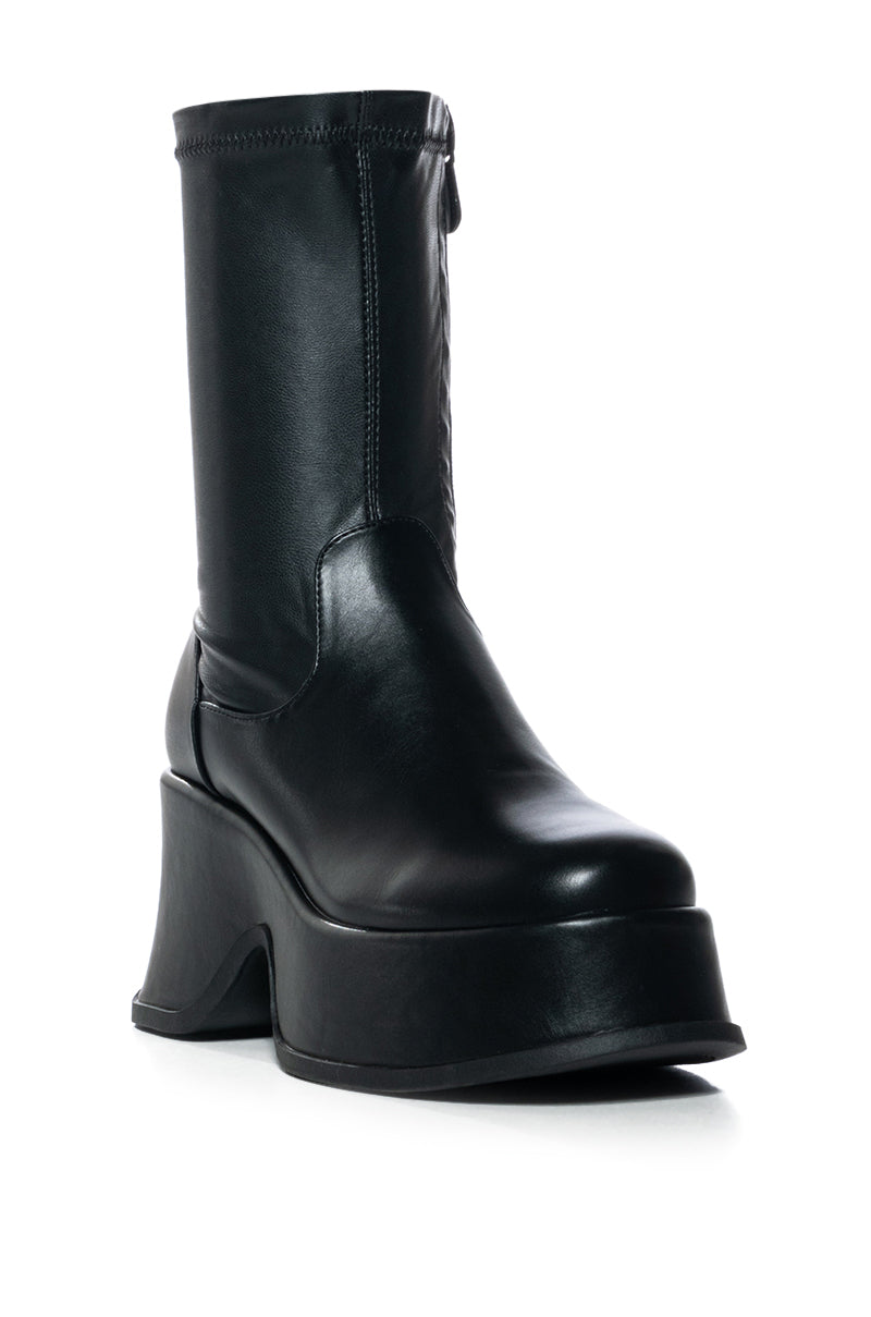 Back View Azalea Wand Mimma Black Futuristic Bootie With 4 Way Stretch