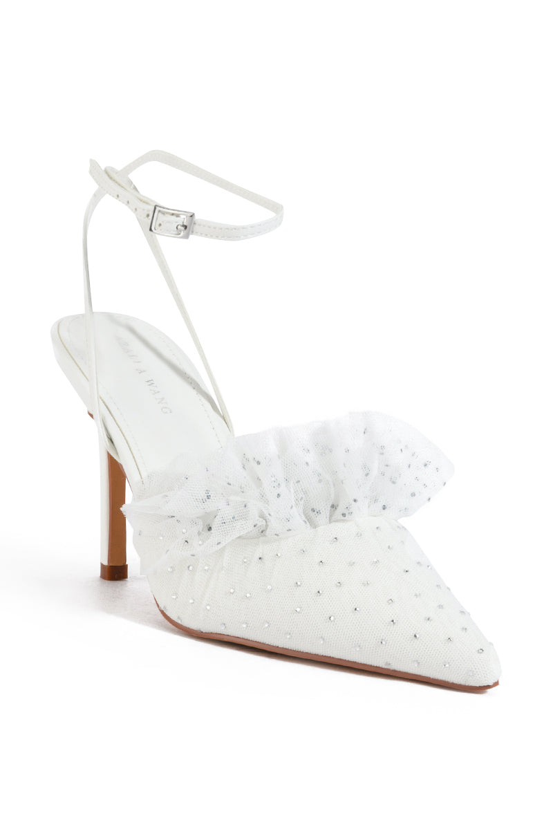 Back View Azalea Wang A Romantic Evening Embellished Tulle Pump In White