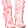 Front View Azalea Wang Acacia Pink Flower Embellished Bootie