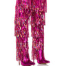 Front View Azalea Wang Adriel Fuchsia Sequin Fringe Drip Boot