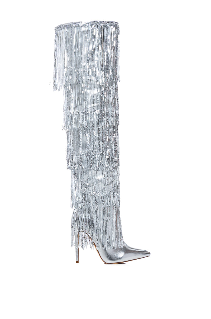 AZALEA WANG ADRIEL SILVER FRINGE BOOT view 0