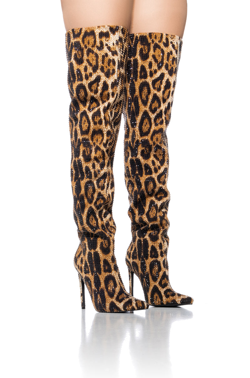 AZALEA WANG ADVENTUROUS LEOPARD RHINESTONE OVER THE KNEE BOOT view 0
