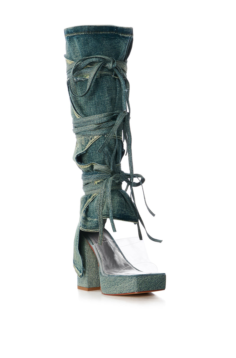 Detail View Azalea Wang Aerial Blue Denim Washed Sandal 3