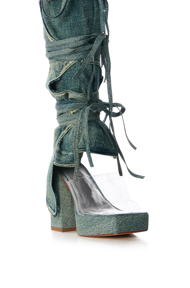 Extra View Azalea Wang Aerial Blue Denim Washed Sandal 5