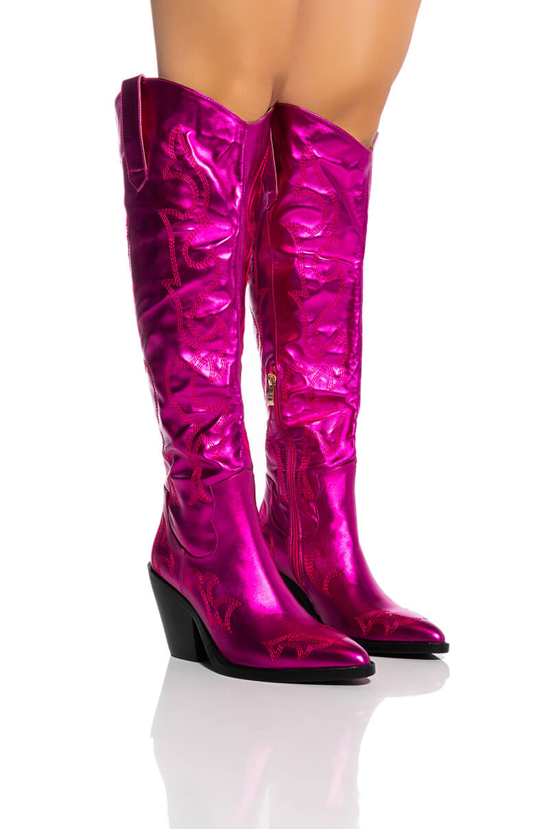 AZALEA WANG MIMI METALLIC WESTERN BOOT IN PINK view 0