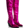 Front View Azalea Wang After Party Metallic Western Boot In Pink