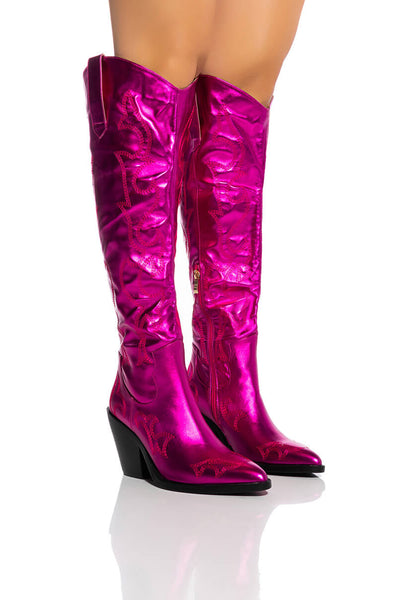セール中♡ ローズピンク AZALEA WANG MIMI METALLIC WESTERN BOOT IN PINK – AKIRA