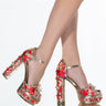 Front View Azalea Wang Aim For The Eyes Chunky Heel Sandal In Red