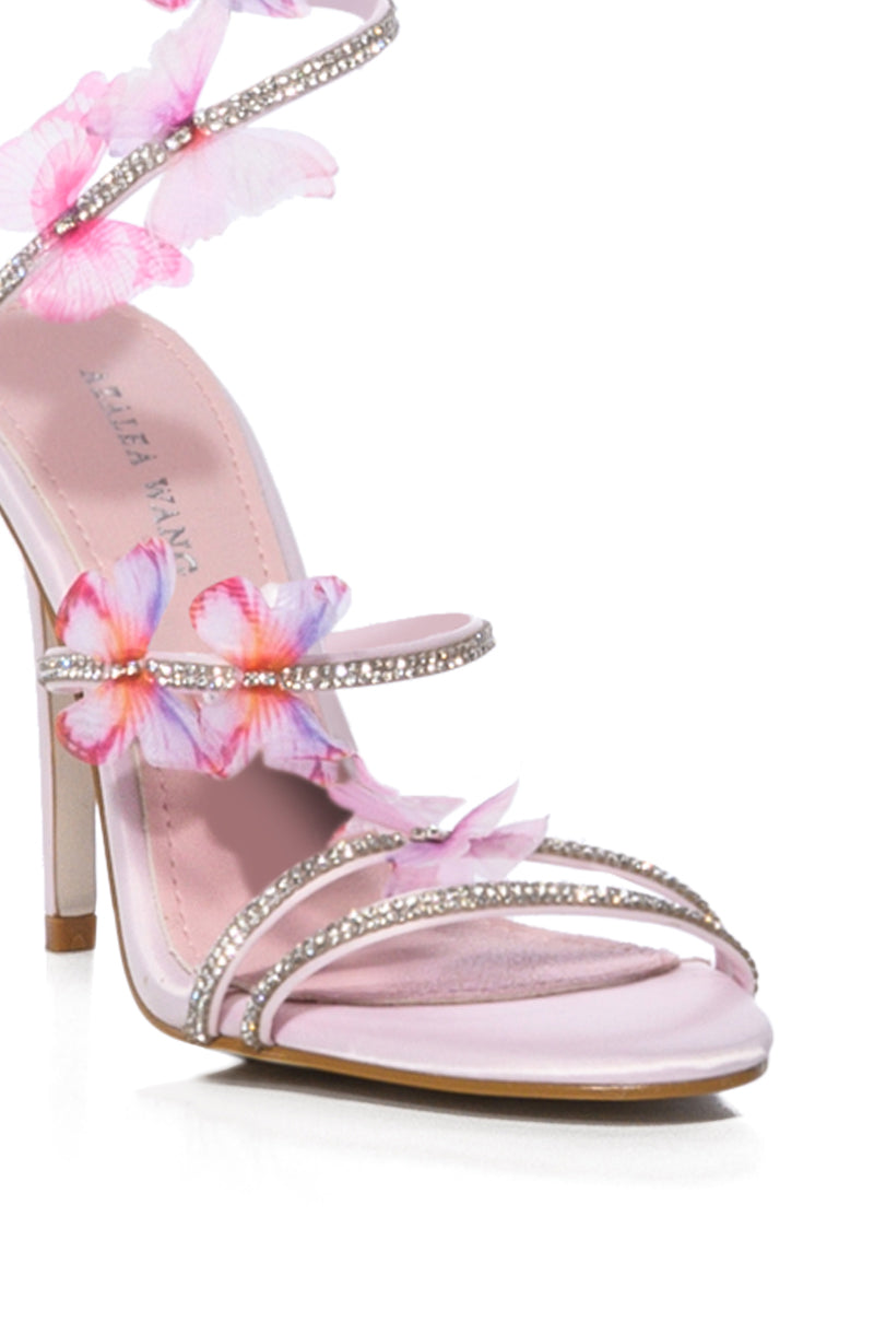 Full View Azalea Wang Airborne Butterfly Rhinestone Stiletto Sandal In Pink