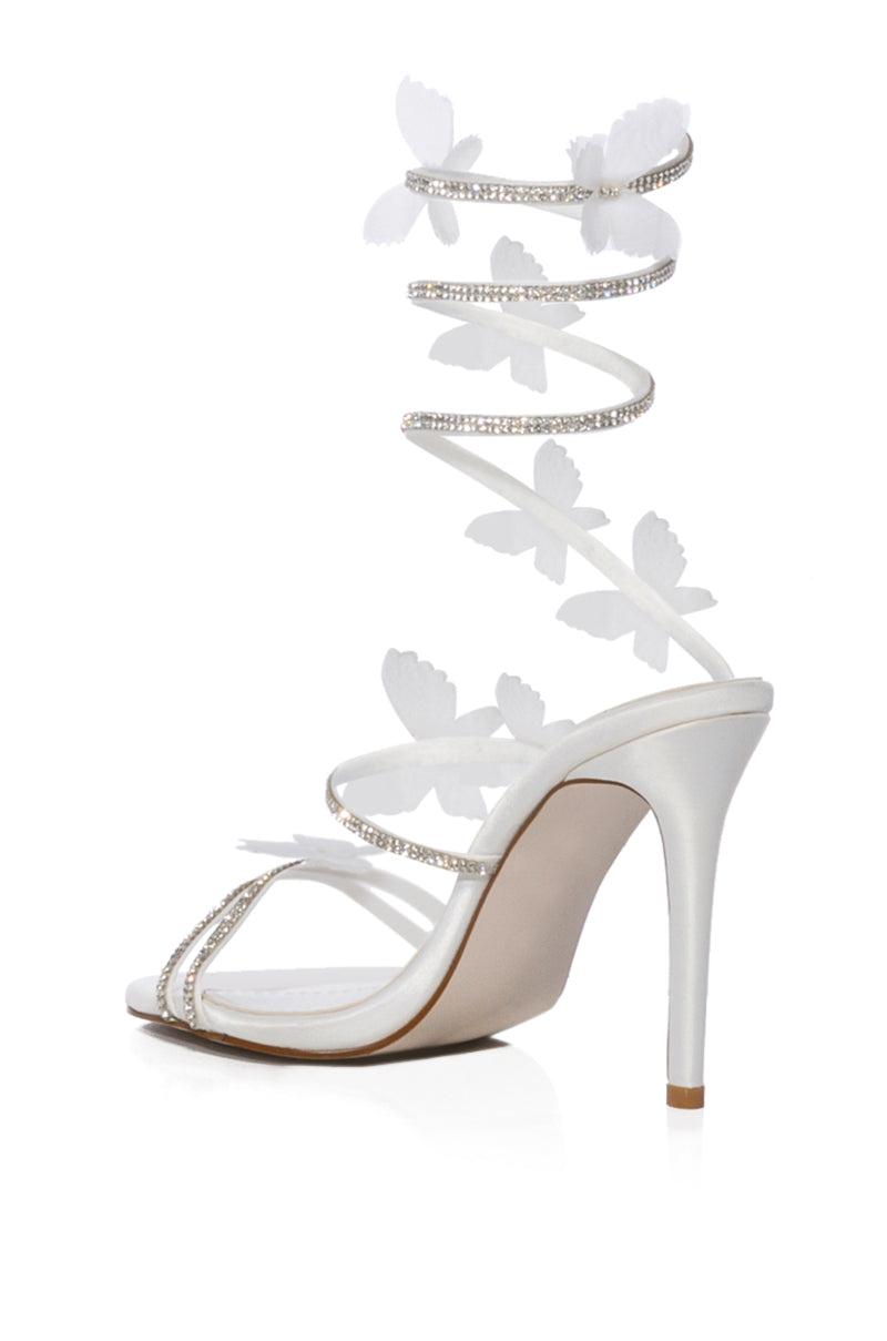 Detail View Azalea Wang Airborne Butterfly Rhinestone Stiletto Sandal In White