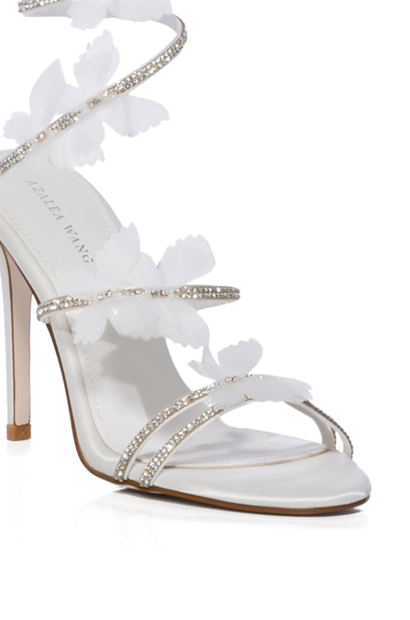 Full View Azalea Wang Airborne Butterfly Rhinestone Stiletto Sandal In White