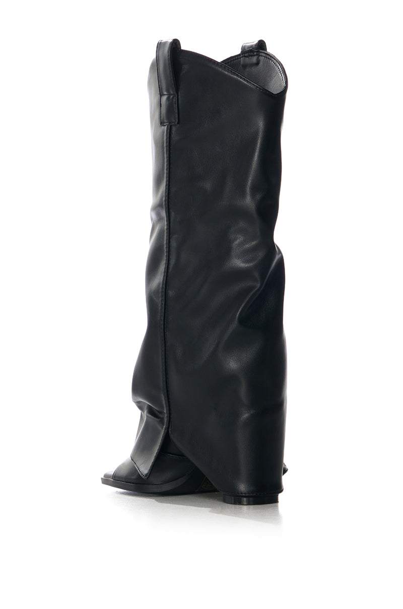Detail View Azalea Wang Alaric Black Peep Toe Boot