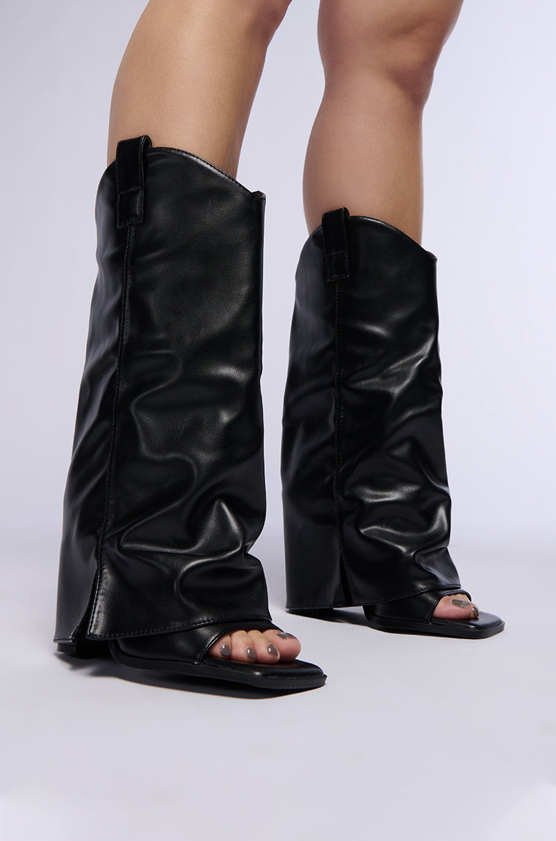 AZALEA WANG ALARIC BLACK WESTERN OPEN TOE SANDAL BOOT view 0