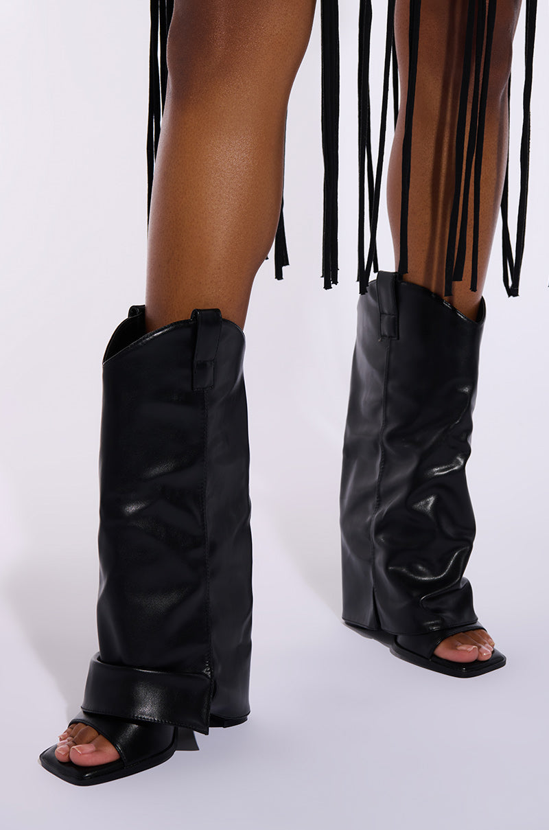 Extra View Azalea Wang Alaric Black Western Open Toe Sandal Boot
