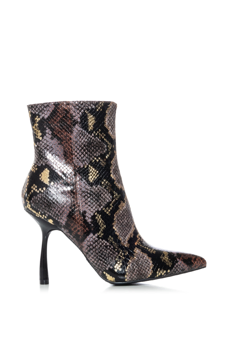 Side View Azalea Wang Alcmene Snakeskin Bootie In Multi
