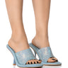 Front View Azalea Wang Aleah Embellished Sandal In Blue