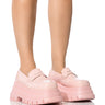 Front View Azalea Wang Aleo Basic Flatform Loafer In Pink