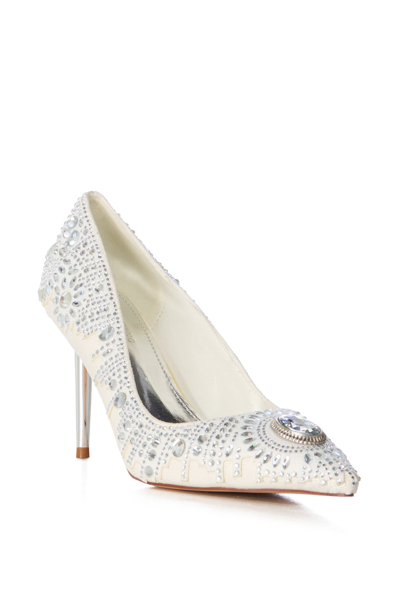 Back View Azalea Wang Alessio Silver Embellished Pump