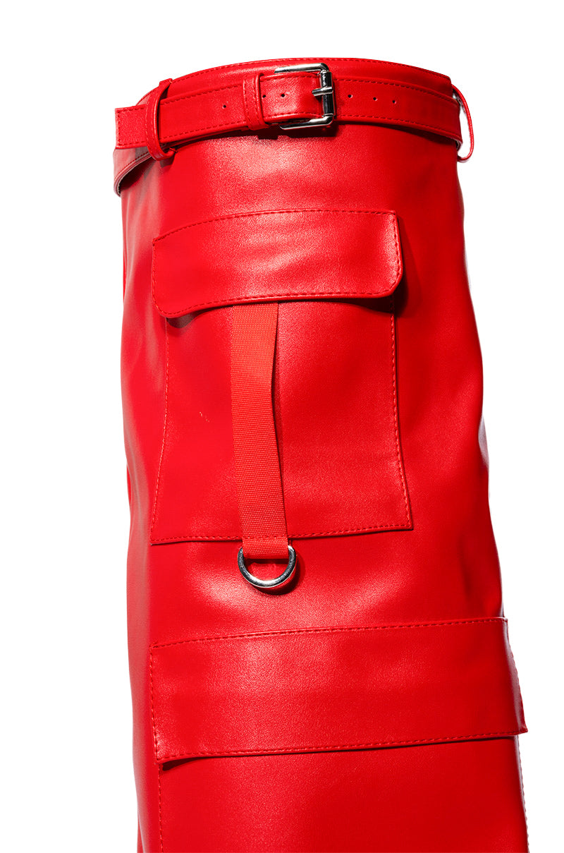 Full View Azalea Wang Alexia Fold Over Wedge Boot In Red