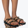 Front View Azalea Wang All Day Long Flat Sandal In Black