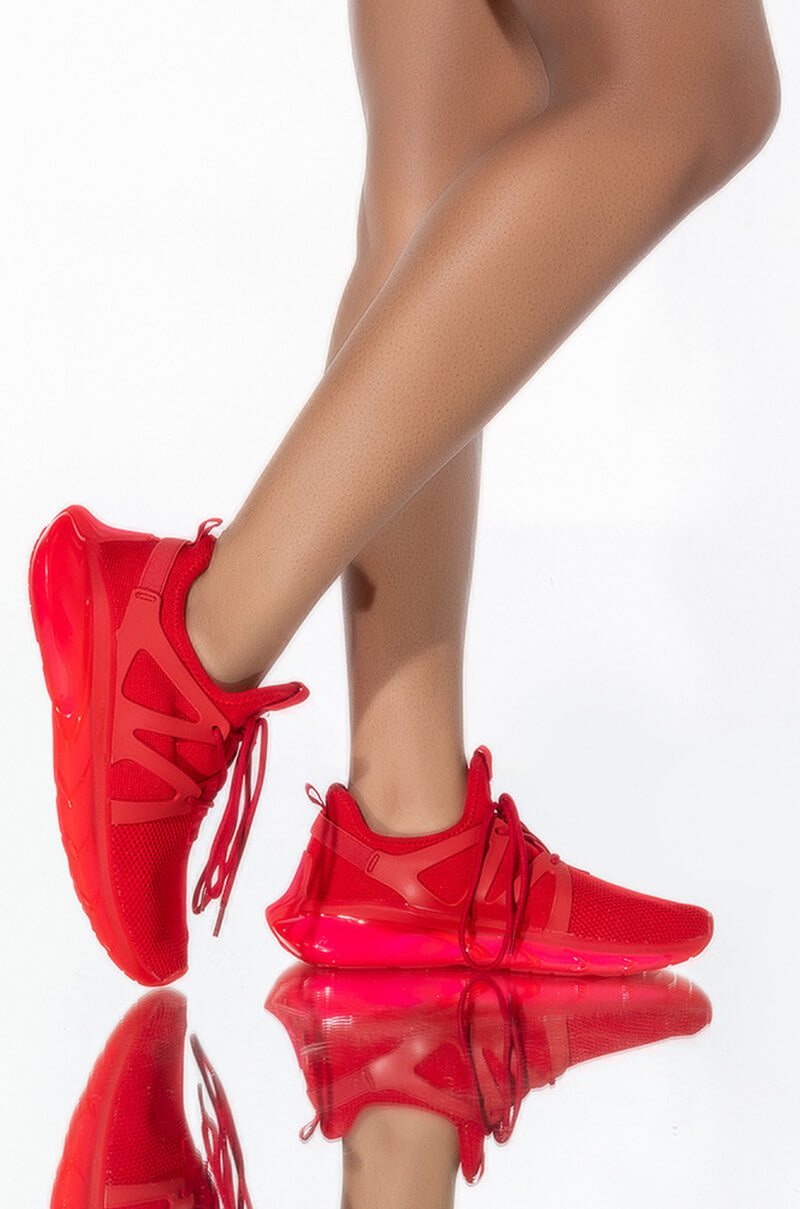 Front View Azalea Wang All Eyes On Me Flat Sneaker In Red