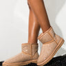 Front View Azalea Wang All Night Long Multi Stone Mini Ankle Booties in Taupe