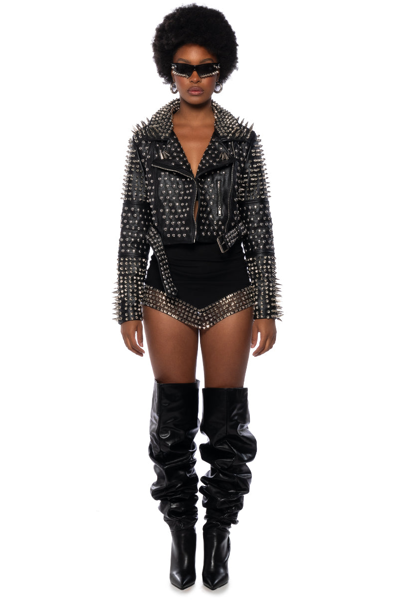 Extra View Azalea Wang All Out Lucifer Stud Moto Jacket