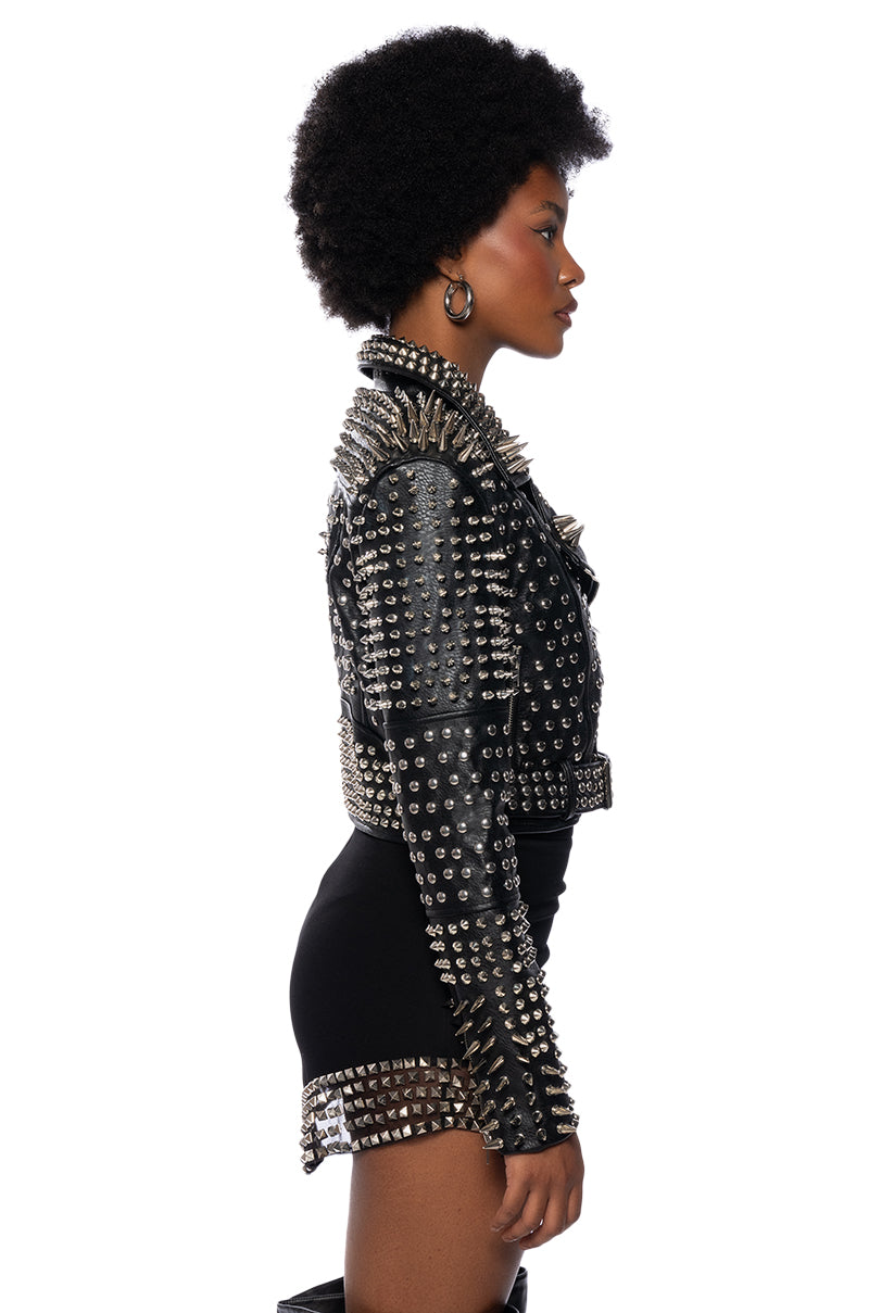 Full View Azalea Wang All Out Lucifer Stud Moto Jacket
