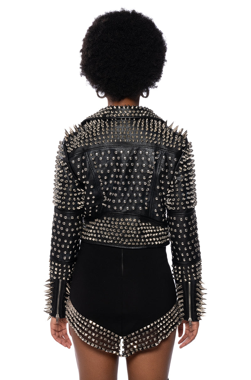 Extra View Azalea Wang All Out Lucifer Stud Moto Jacket