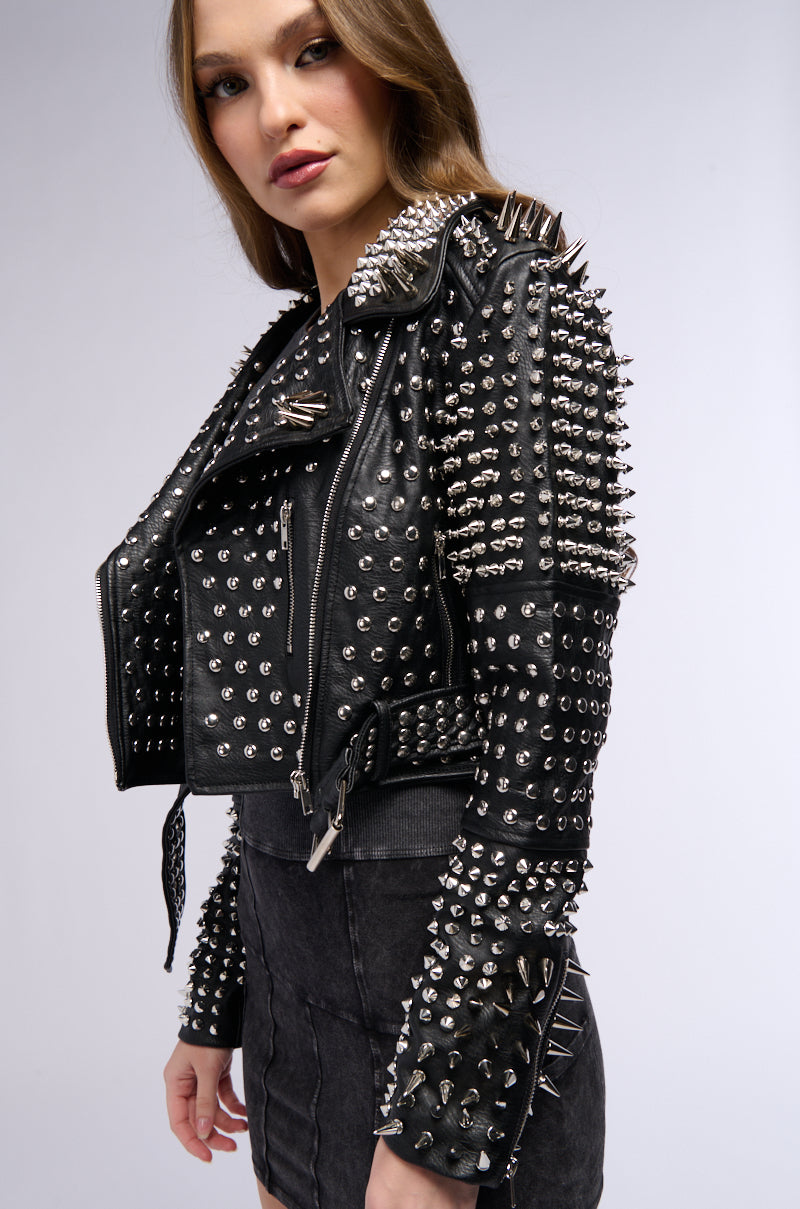 Extra View Azalea Wang All Out Lucifer Stud Moto Jacket