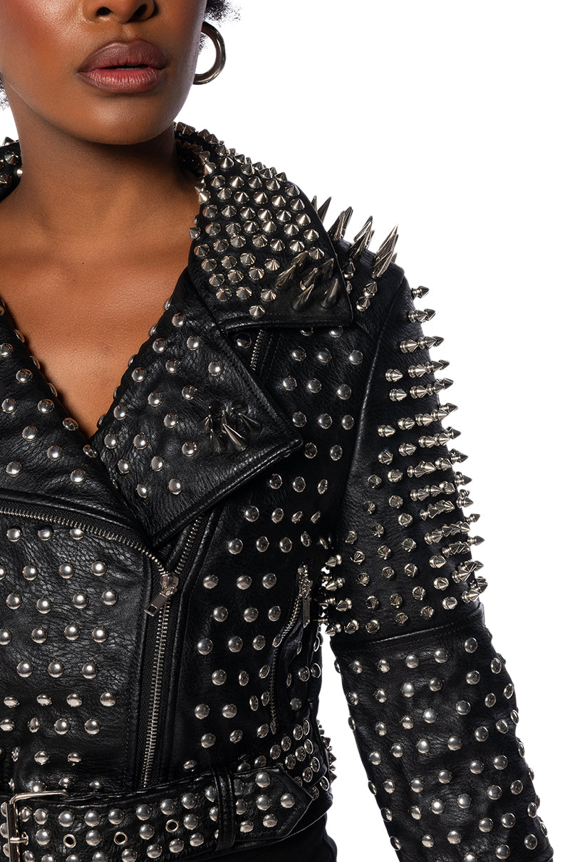 Extra View Azalea Wang All Out Lucifer Stud Moto Jacket