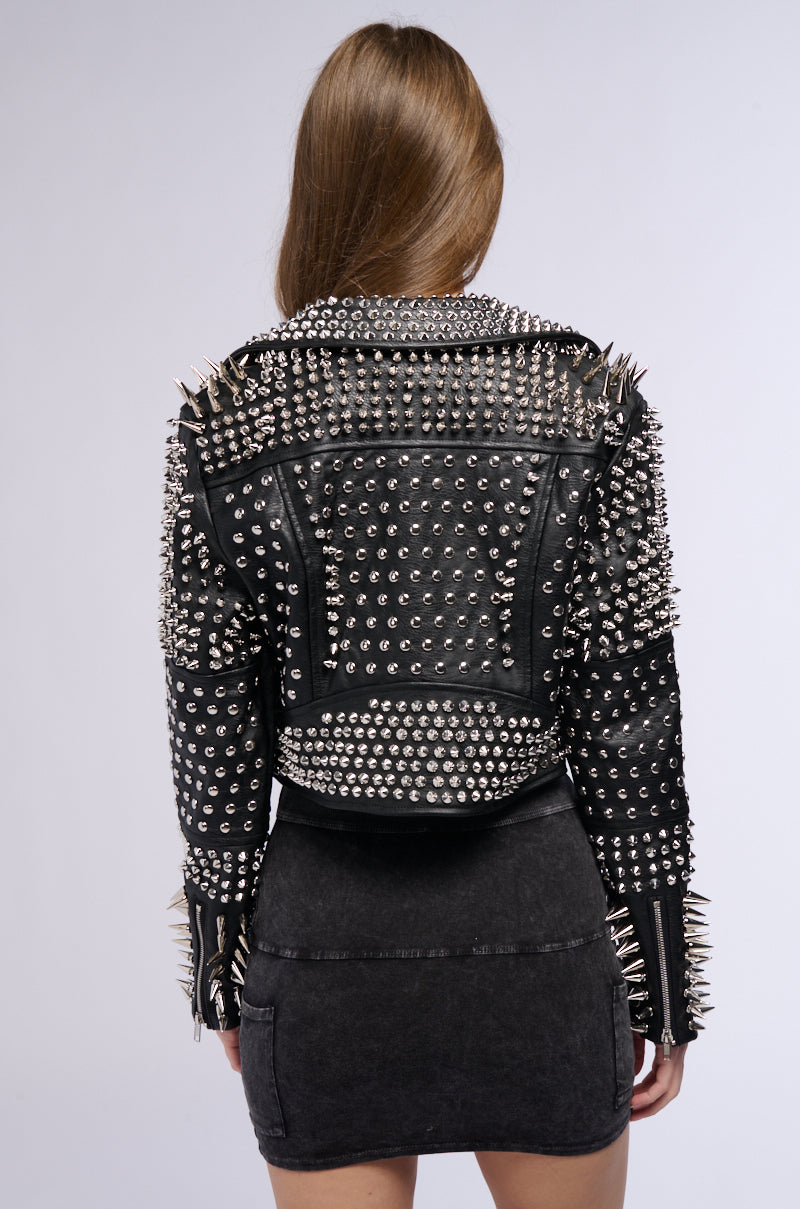 Extra View Azalea Wang All Out Lucifer Stud Moto Jacket