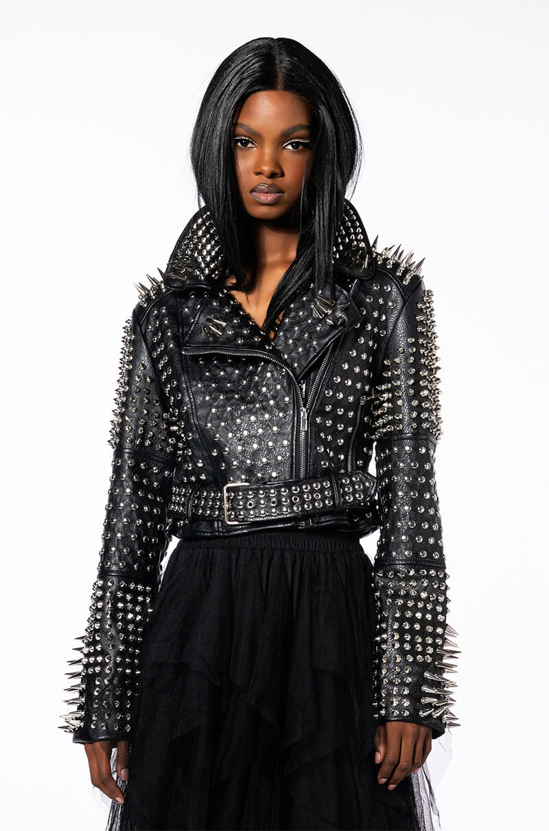 Extra View Azalea Wang All Out Lucifer Stud Moto Jacket