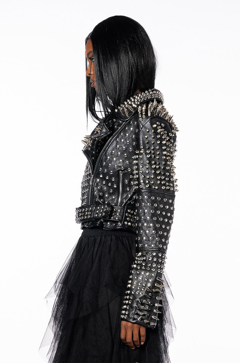 Extra View Azalea Wang All Out Lucifer Stud Moto Jacket