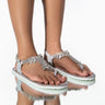 Front View Azalea Wang All You Ever Needed Flat Sandal In Silver