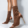 Front View Azalea Wang All You Need Is Me Tonight Stiletto Bootie In Brown in Brown