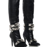 Front View Azalea Wang Alonza Black Diamond Embellished Boot