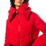 Front View Azalea Wang Amanda Crop Puffer With Sherpa Collar In Red