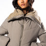 Front View Azalea Wang Amanda Crop Puffer With Sherpa Collar