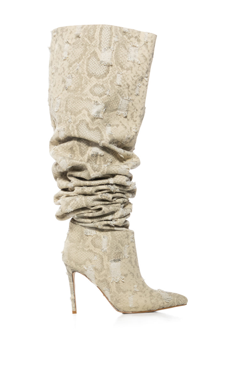 Detail View Azalea Wang Ambivert Thigh High Boot In Cream