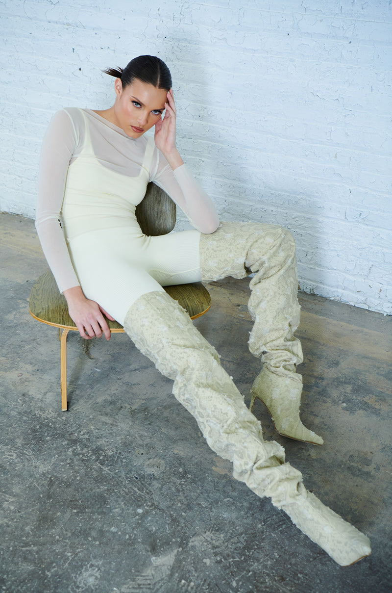 Extra View Azalea Wang Ambivert Thigh High Boot In Cream