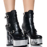 Front View Azalea Wang Ambreine Black Silver Platform Bootie