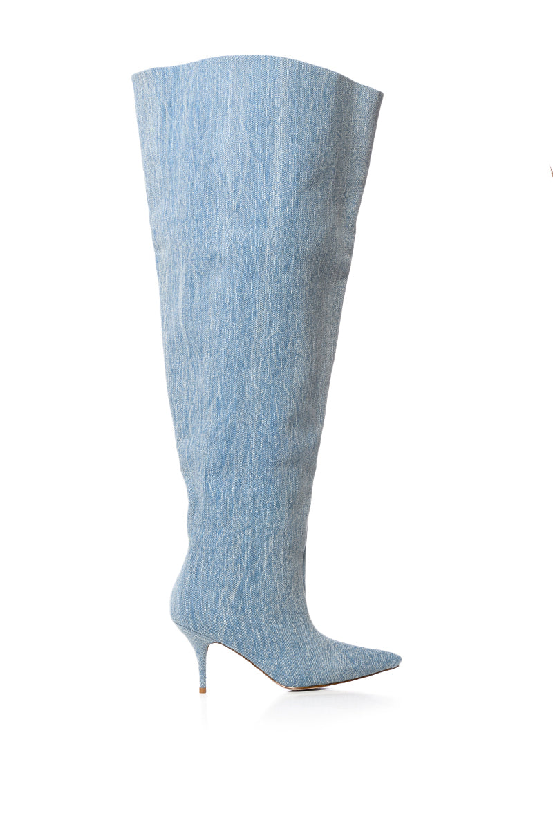 AZALEA WANG AMBY BUCKET BOOT IN DENIM – AKIRA