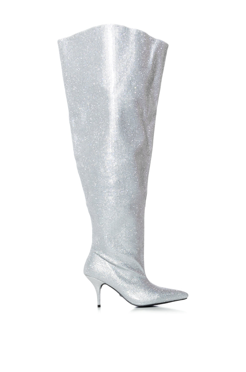 Side View Azalea Wang Amby Silver Boot