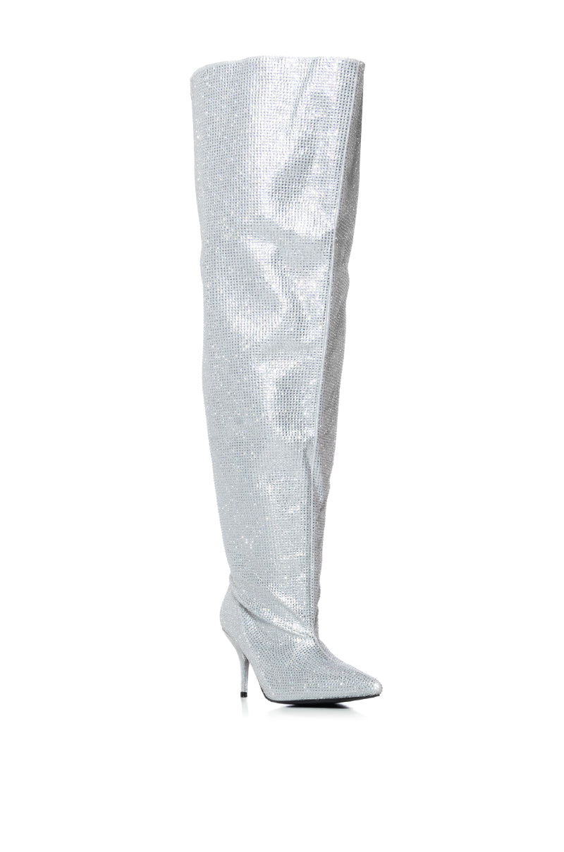 Back View Azalea Wang Amby Silver Boot