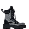 Side View Azalea Wang Amenity Black Rhinestone Combat Bootie