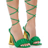 Front View Azalea Wang Amie Chunky Sandal In Green